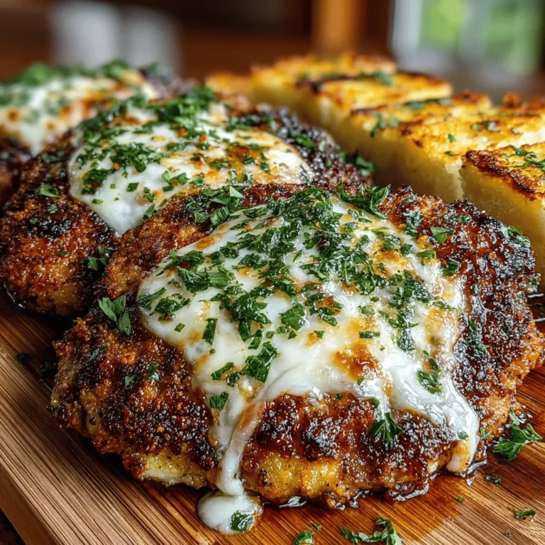 The Chicken Parm Extravaganza with Garlic Delight is a timeless classic that beautifully marries savory flavors and comforting textures. This dish is perfect for family dinners, special occasions, or simply indulging after a long day. With its crispy chicken, rich marinara sauce, and gooey cheese, it promises a delightful experience for the palate. The ease of preparation allows even novice cooks to create a meal that feels gourmet, while the enticing aroma wafting through the kitchen will surely bring everyone to the table. Join us as we explore this recipe that has become a beloved staple in homes around the world.