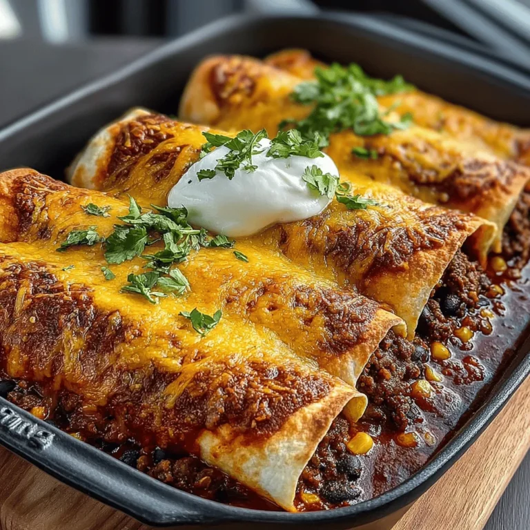 Enchiladas are a staple in Mexican cuisine, adored by many for their versatility and comforting flavors. Traditionally made from corn tortillas rolled around a filling, enchiladas are smothered in a rich sauce and baked to perfection, offering a delightful blend of textures and tastes in every bite. Among the numerous variations that exist, the Cheesy Beefy Delight Enchiladas stand out as a favorite, expertly combining savory ground beef, melty cheese, and a medley of spices to deliver an indulgent experience that resonates with those who appreciate hearty meals.