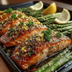 Zesty Lemon Garlic Butter Salmon with Asparagus is a delightful dish that combines rich flavors with nutritious ingredients, making it an excellent choice for a quick weeknight dinner or a special occasion. The succulent salmon fillets are infused with a bright and tangy lemon garlic butter sauce, which not only enhances the overall taste but also contributes to the health benefits of this meal. Paired with tender asparagus, this dish showcases a classic combination that is loved by many for its simplicity and elegance.