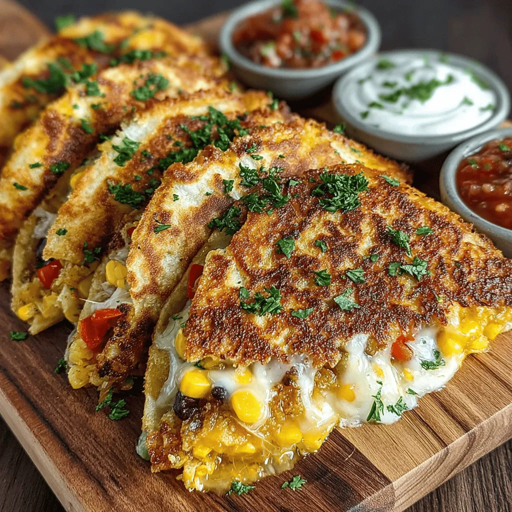 - 4 large flour tortillas (or whole wheat for a healthier option) - 1 cup shredded cheese (cheddar or Monterey Jack) - 1 medium bell pepper, diced - 1 medium zucchini, diced - 1 cup cooked black beans, drained and rinsed - 1 tablespoon olive oil - 1 teaspoon ground cumin - 1 teaspoon chili powder - Salt and pepper to taste - Optional: fresh cilantro for garnish