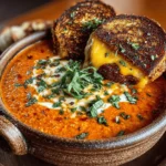 In the realm of comfort food, few combinations evoke warmth and nostalgia quite like that of tomato soup paired with a crispy grilled cheese sandwich. This timeless duo has graced kitchen tables across generations, providing solace on chilly nights and serving as a quick remedy for the soul. The simplicity of a warm bowl of tomato soup, complemented by the gooey, melty goodness of cheese sandwiched between perfectly toasted bread, creates an experience that is both fulfilling and delightful. Today, we are thrilled to introduce you to the Tomato Bliss & Cheesy Melt—a dish that elevates this classic combination with a rich, creamy tomato basil soup and a gourmet twist on the traditional grilled cheese.