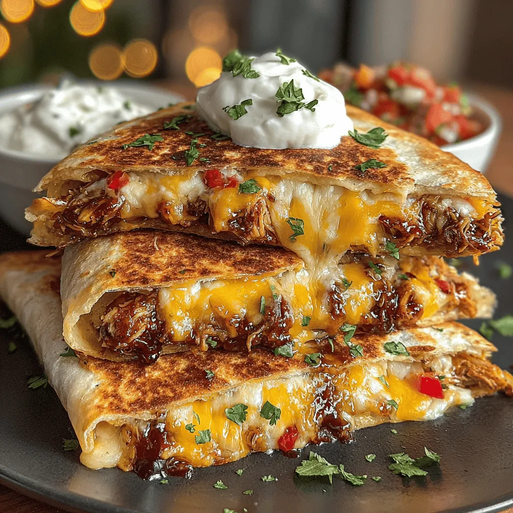 In the world of quick and satisfying meals, quesadillas have earned their rightful place as a go-to dish for many home cooks. These delightful creations, which consist of a tortilla filled with a variety of ingredients and grilled to perfection, offer both convenience and versatility. Our Savory BBQ Chicken Quesadillas elevate this classic by infusing it with the smoky, tangy flavors of BBQ sauce, combined with the richness of melted cheeses and fresh vegetables. This recipe promises to delight your taste buds and can be prepared in just 20 minutes. Whether you're catering to a busy weeknight dinner or a casual gathering with friends, these quesadillas are sure to impress. Let’s dive into the details of this recipe and discover how to create the perfect BBQ chicken quesadilla.