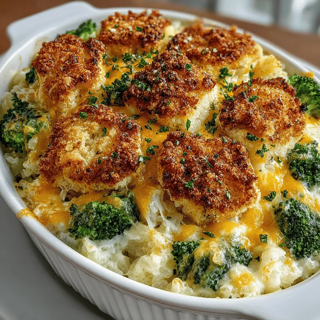 - 1 cup long-grain white rice - 2 cups vegetable broth - 4 cups fresh broccoli florets - 1 cup shredded cheddar cheese - 1 cup shredded mozzarella cheese - 1/2 cup grated Parmesan cheese - 1 small onion, finely chopped - 2 cloves garlic, minced - 1 teaspoon paprika - 1 teaspoon garlic powder - 2 tablespoons olive oil - 1/2 cup milk - 1/2 cup sour cream - 1 cup crushed butter crackers (optional topping)