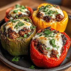 - 4 large bell peppers (any color) - 1 pound Italian sausage (mild or spicy, based on preference) - 1 cup cooked rice or quinoa - 1 medium onion, chopped - 3 cloves garlic, minced - 1 can (14.5 oz) diced tomatoes, drained - 1 teaspoon Italian seasoning - 1 cup shredded mozzarella cheese - Salt and pepper to taste - Olive oil for sautéing - Fresh parsley, chopped (for garnish)