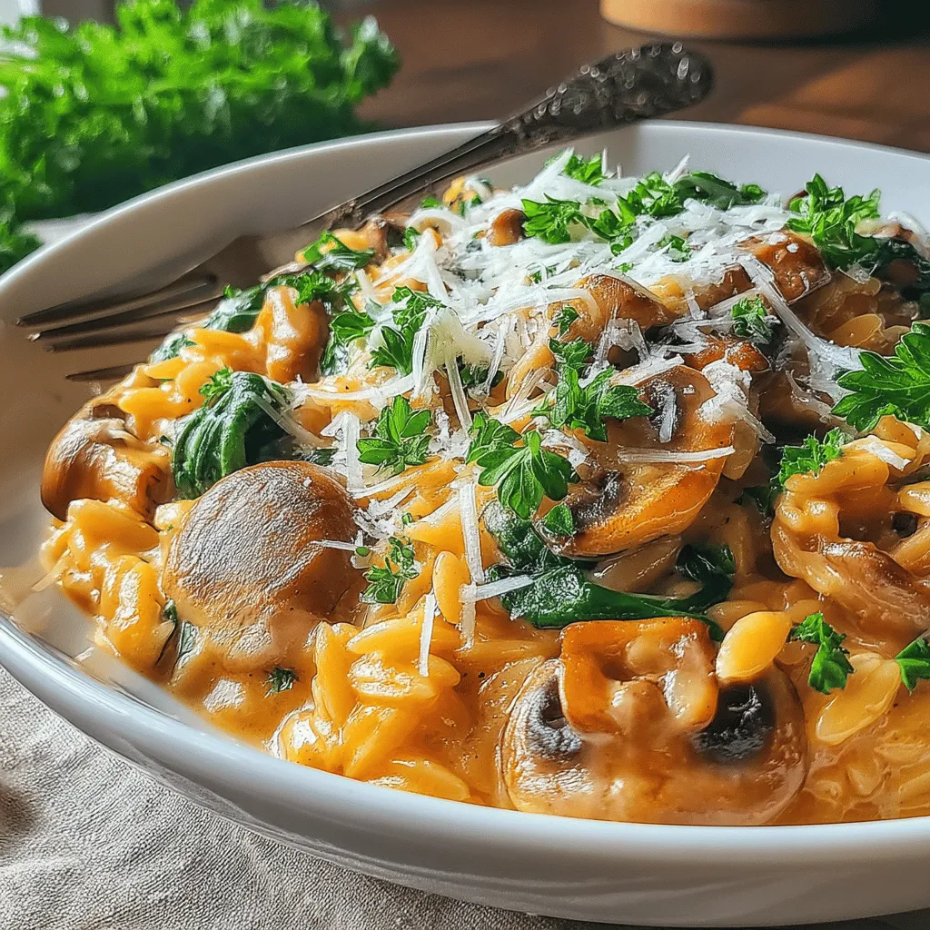 Creamy Orzo Delight with Mushrooms & Spinach is the perfect fusion of comfort and flavor, making it an ideal dish for any occasion. This recipe brings together the earthy richness of mushrooms, the vibrant freshness of spinach, and the creamy texture of orzo pasta, creating a delightful meal that warms the heart and pleases the palate.