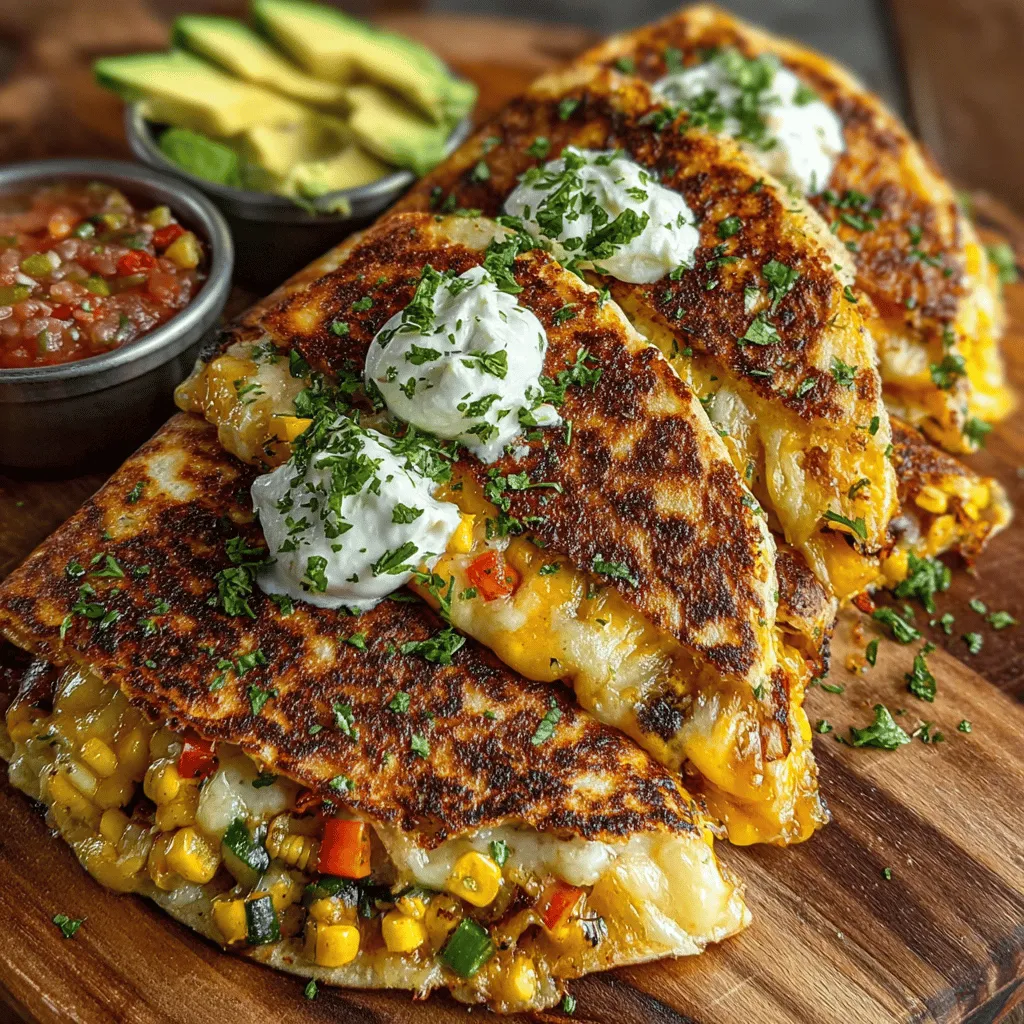 - 4 whole wheat tortillas - 1 cup shredded cheese (cheddar or mozzarella) - 1 cup bell peppers, diced (mix of colors for visual appeal) - 1 medium zucchini, diced - 1 cup corn (fresh or frozen) - 1 small red onion, diced - 1 teaspoon ground cumin - 1 teaspoon chili powder - 2 tablespoons olive oil - Salt and pepper to taste - Fresh cilantro or parsley for garnish (optional)