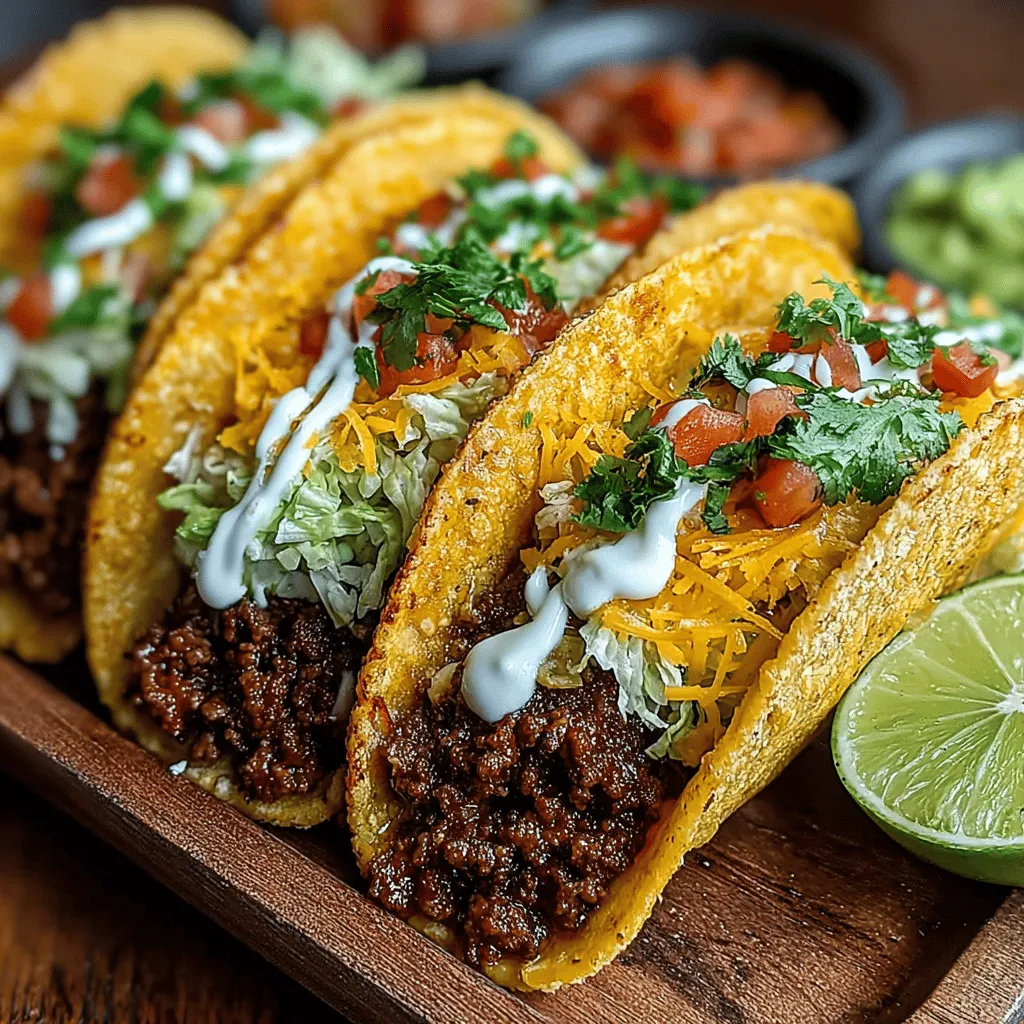 - 1 pound ground beef - 1 small onion, diced - 2 cloves garlic, minced - 1 teaspoon chili powder - 1 teaspoon ground cumin - 1 teaspoon smoked paprika - Salt and pepper to taste - 8 small corn or flour tortillas - 1 large avocado - 1/2 cup Greek yogurt - 1 tablespoon lime juice - Fresh cilantro, for garnish - Optional toppings: diced tomatoes, shredded cheese, lettuce, jalapeños