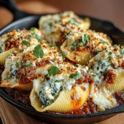 Delve into the world of comforting pasta dishes with our Cheesy Spinach and Mushroom Stuffed Shells. This vegetarian recipe brings together the rich flavors of creamy cheese, tender spinach, and earthy mushrooms, all enveloped in large pasta shells and smothered in marinara sauce. Perfect for family dinners or gatherings, this dish is not only delicious but also easy to prepare. Join us as we explore the ingredients, step-by-step instructions, and the joys of cooking this delightful meal.