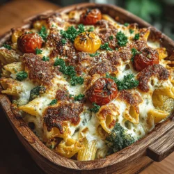 - 3 cups penne pasta - 2 cups cooked, shredded chicken - 2 cups broccoli florets - 1 cup cherry tomatoes, halved - 1 cup heavy cream - 1 cup chicken broth - 1 cup shredded mozzarella cheese - 1/2 cup grated Parmesan cheese - 1 tablespoon Italian seasoning - 1 teaspoon red pepper flakes (optional) - Salt and pepper to taste - Fresh parsley, chopped (for garnish)