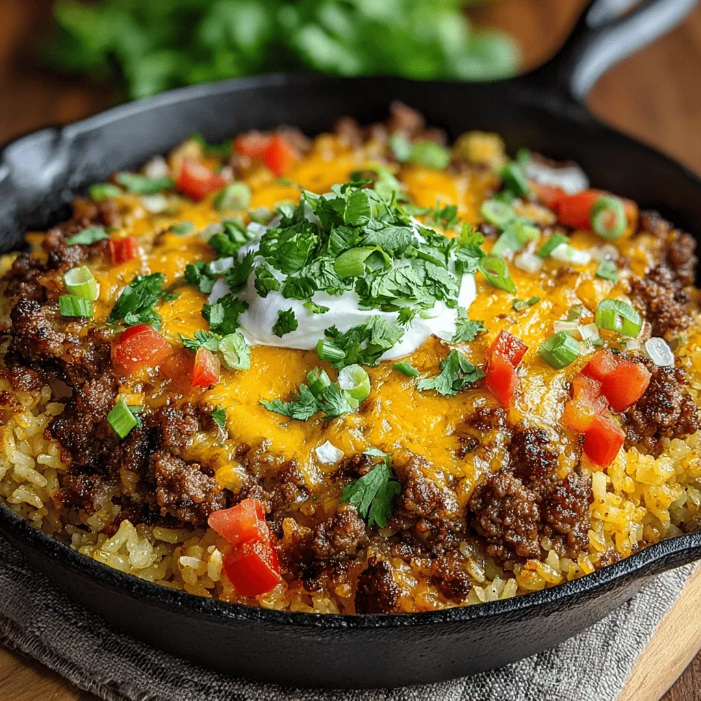 In today's fast-paced world, one-pan meals have become a go-to option for busy families and individuals looking for quick yet delicious dinner solutions. One-Pan Cheesy Beef and Rice Skillet is an ideal dish that combines convenience with mouthwatering flavors. Not only is it easy to prepare and clean up, but it also delivers a hearty, satisfying meal that appeals to all ages. With its blend of seasoned ground beef, tender rice, and melty cheese, this dish offers a delightful balance of textures and flavors, making it a perfect choice for weeknight dinners.