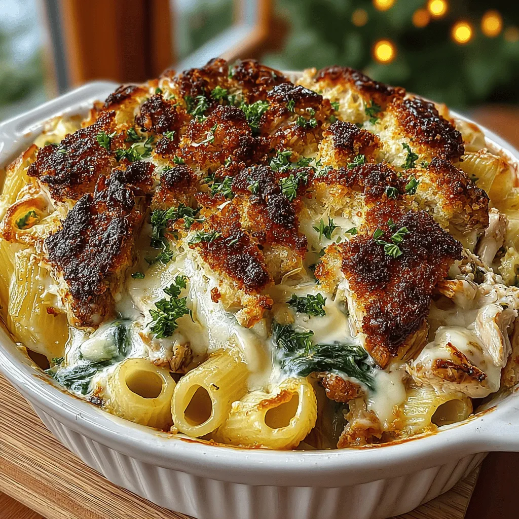 - 8 ounces of pasta (penne or rotini) - 1 pound boneless, skinless chicken breast, diced - 2 cups fresh spinach, chopped - 1 cup heavy cream - 1 cup shredded mozzarella cheese - ½ cup grated Parmesan cheese - 2 tablespoons olive oil - 1 teaspoon Italian seasoning - Salt to taste - Black pepper to taste - Optional: red pepper flakes for added heat