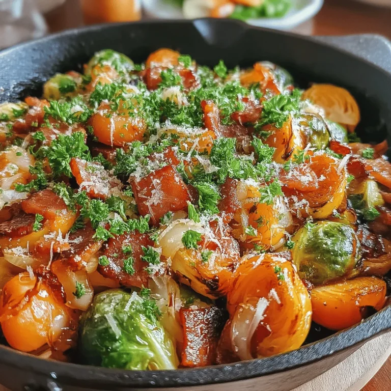 Savory One-Pan Bacon & Brussels Sprout Bake is a delightful dish that combines the rich flavor of crispy bacon with the earthy goodness of Brussels sprouts. This recipe is not only packed with flavor but also offers the convenience of being prepared in just one pan, making it a perfect choice for busy weeknights or special gatherings. The harmony of textures and tastes in this dish will leave your guests and family asking for seconds.