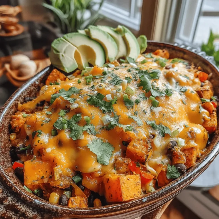 Harvest Delight Sweet Potato & Black Bean Casserole is a vibrant and nutritious dish that celebrates the flavors of autumn. This casserole combines the earthiness of sweet potatoes with the protein-rich goodness of black beans, making it a hearty meal that satisfies both hunger and health. It's perfect for family gatherings, cozy dinners, or as a comforting weeknight meal.